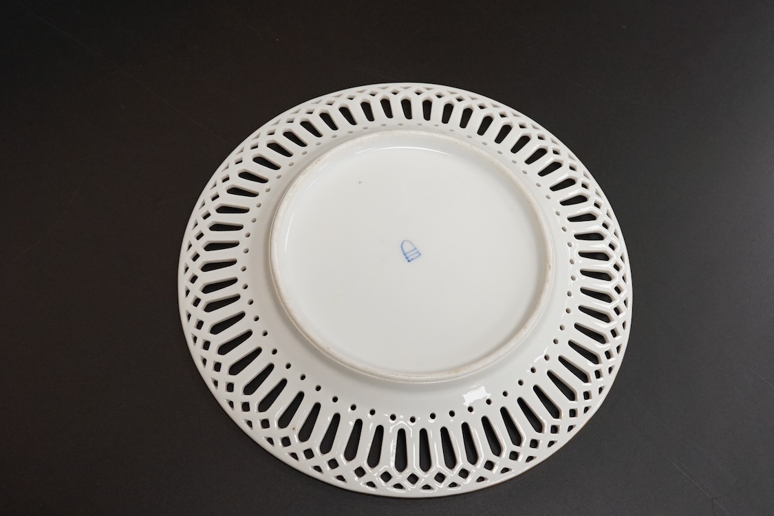 A Meissen plate, a Zsolnay box and cover, and two continental plates, largest 24cm in diameter